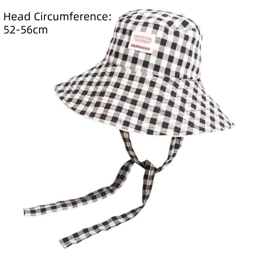 Korean Style Fisherman Hat Versatile Large Brim Sun Cap New Plaid Bucket Hat  for Summer Travel