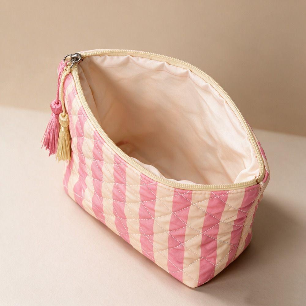 With Tassel Cosmetic Bag Striped Travel Pouch Multipurpose Toiletry Pouch  Bathroom