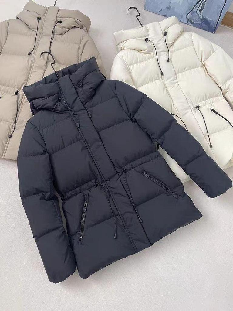 2025 European & American Women's Mid-Length Hooded Down Cotton Coat - Thickened & Slimming Outerwear Trend