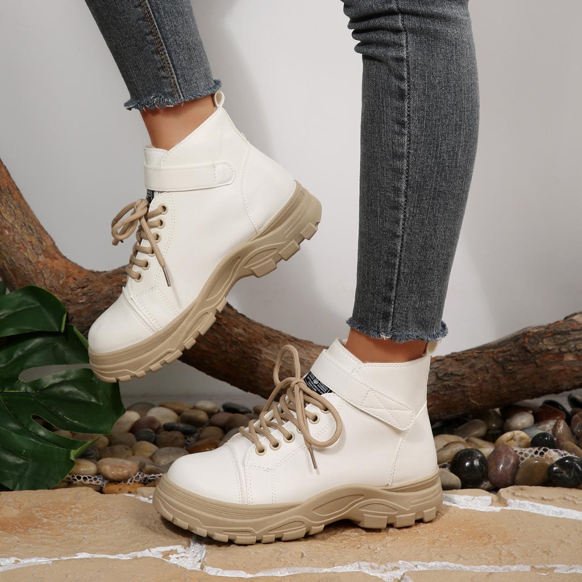 

Женские большие размеры, мягкая подошва, увеличивающие рост, зимние теплые меховые, нескользящие, сноубутсы, утепленные подкладкой ботильоны, уличные спортивные хлопковые ботинки, ботинки Мартин 45 белый