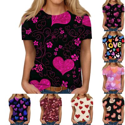 Dam Casual Mode Alla hjärtans dag Tryckt Kortärmad Topp/T-shirt