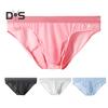 Men Briefs Mid-rise High Elasticity Tight Fit Breathable Panties Solid Color Mesh Stitching Sexy Underwear Daily Wear