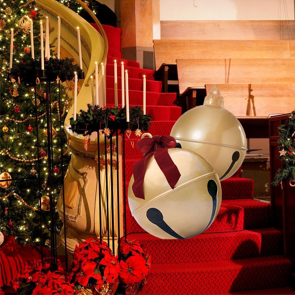 45/60CM PVC Inflatable Christmas Bell Balloon Large Holiday Decoration for Outdoor Garden Christmas Party Decor