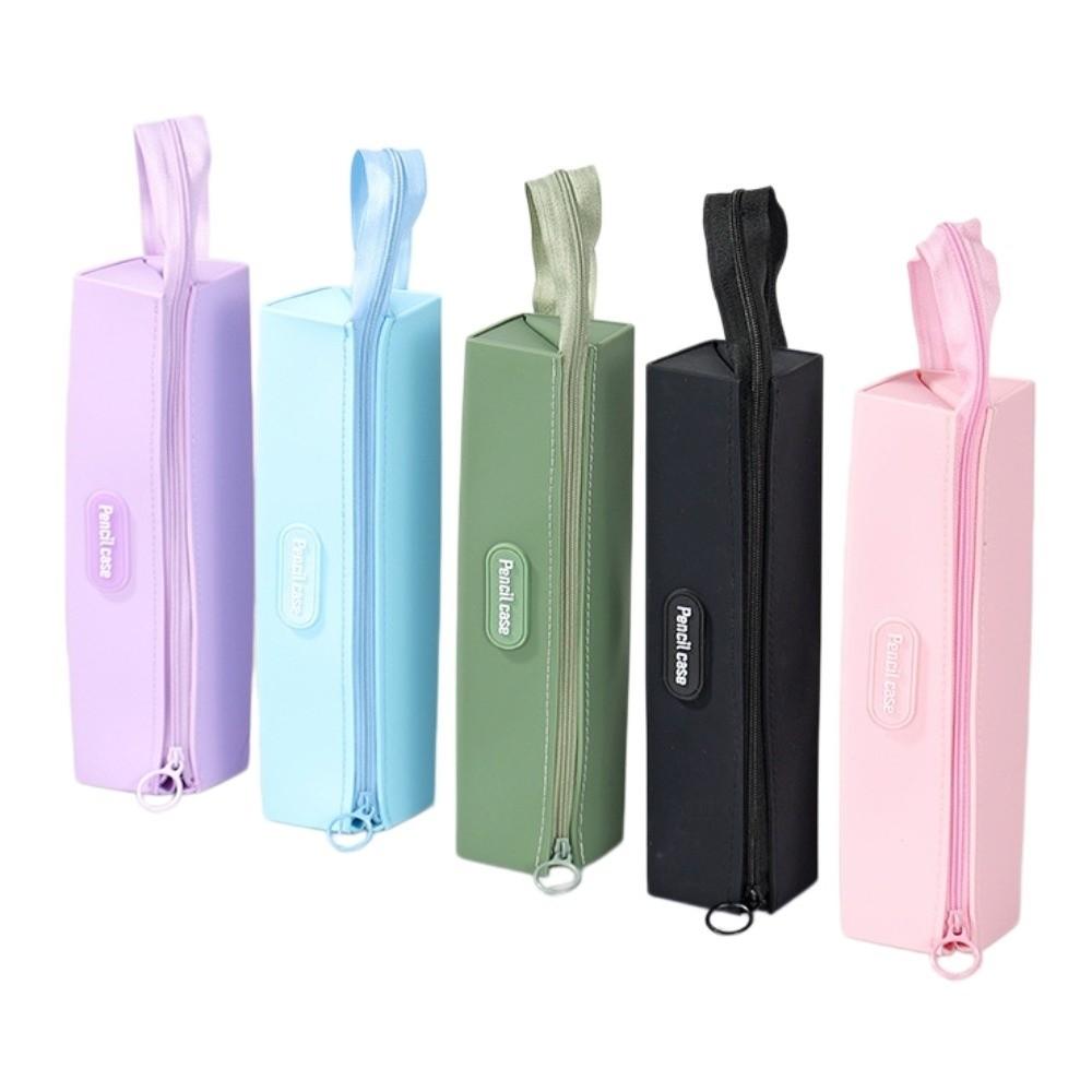 Rectangular Silicone Pencil Case Zipper Pencil Bag Makeup Bag Stationery Organizer Girls Boys
