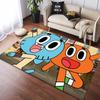 The Amazing World of Gumball Cartoon Print Area Rug Anti-slip Soft Floor Mat Kids Bedroom Living Room Black Background Decor Gift