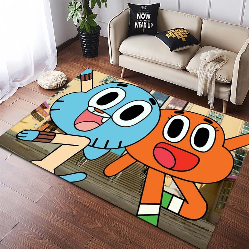 Die erstaunliche Welt von Gumball Zeichentrick Gumball & Darwin Druck Rutschfester Weicher Teppich Kinderzimmer Wohnzimmer Dekoration Bodentürvorleger