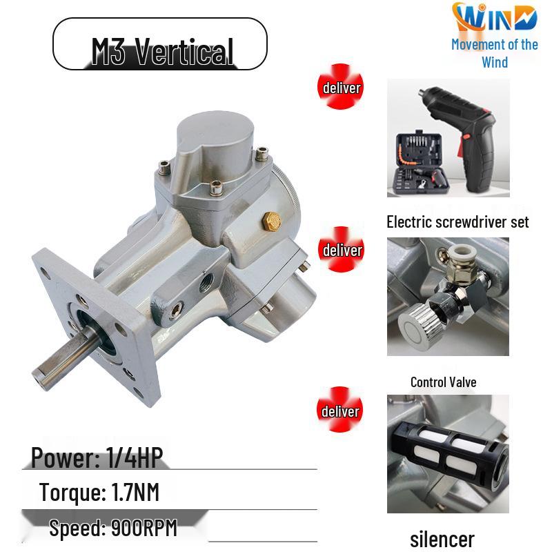 Piston Pneumatic Motor M1-M7-F-L-IEC with Forward/Reverse & Stepless Speed Regulation, Explosion-Proof Safety.