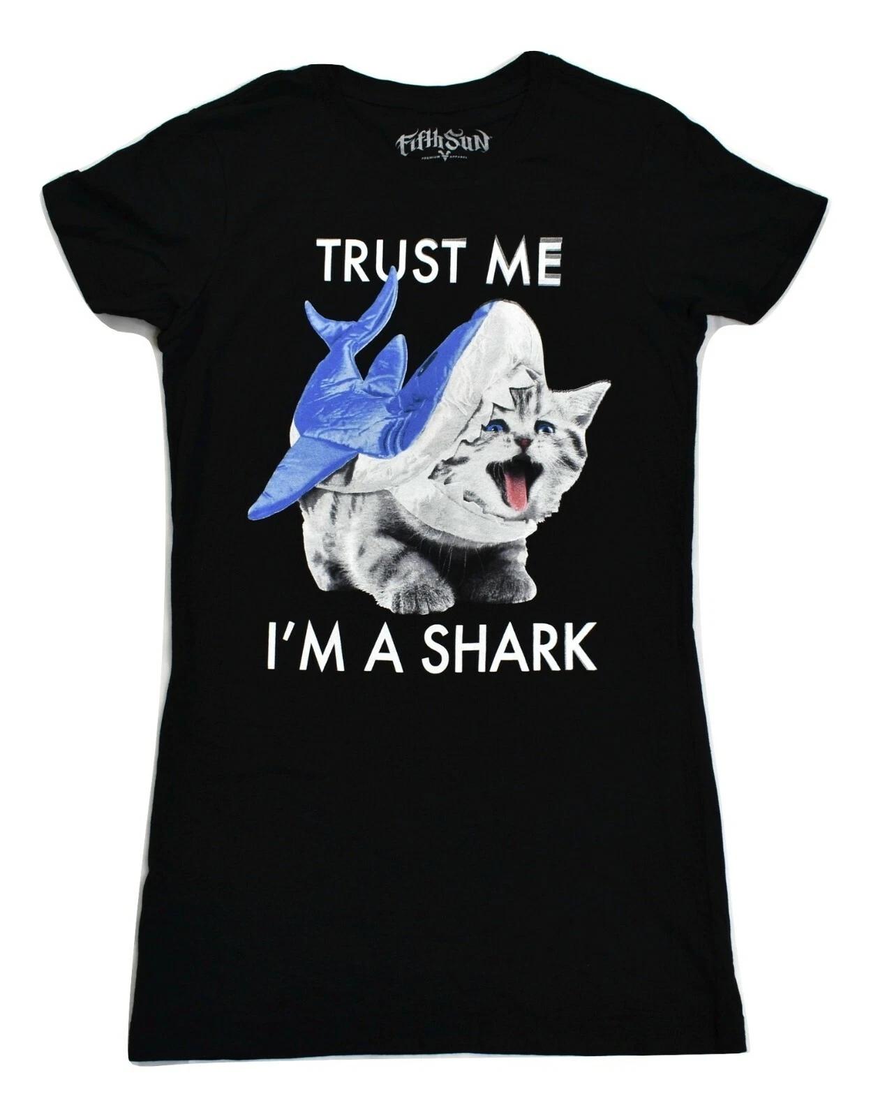 

Fifth Sun Juniors Trust Me I m A Shark Kitten Funny Shirt New XS XL