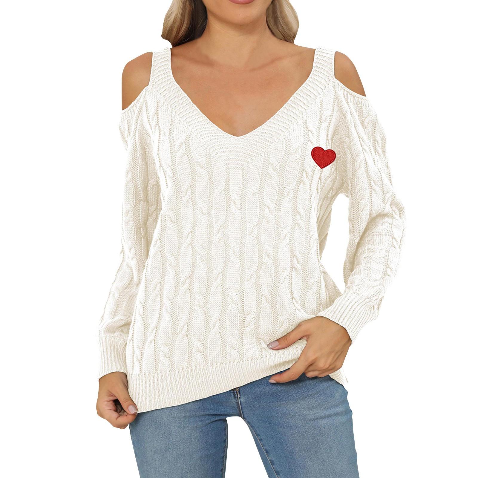 

Женский повседневный модный удобный глубокий V-образный вырез, сексуальный свободный пуловер с открытыми плечами, свитер, женские топы L бежевый