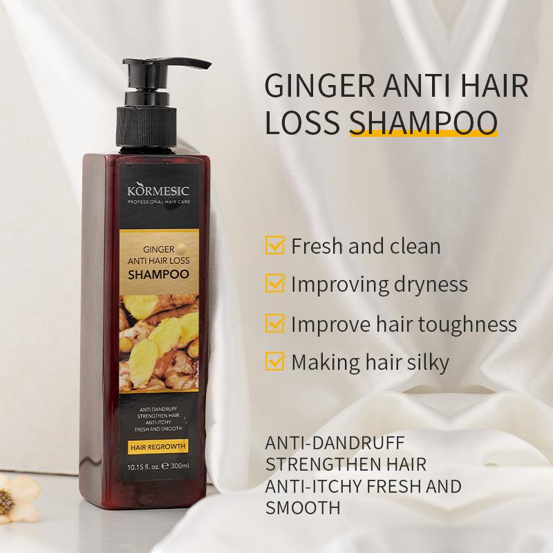 Shampoing, revitalisant et essence capillaire à l'eau de gingembre KORMESIC