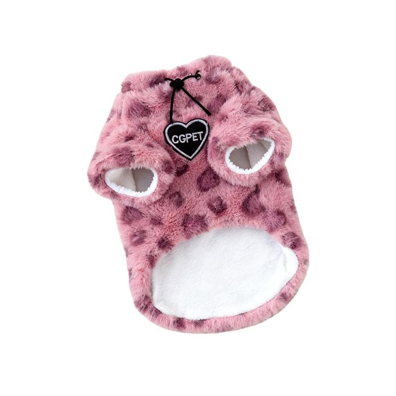 Soft Plush Cats Sweater Leopards Pattern Pet Outfit for Gentle Wear and Winter Warmth Protecting