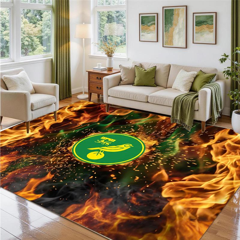 Norwich City Football Design Crystal Velvet Rug Soft Decorative Mat for Bedroom Entrance