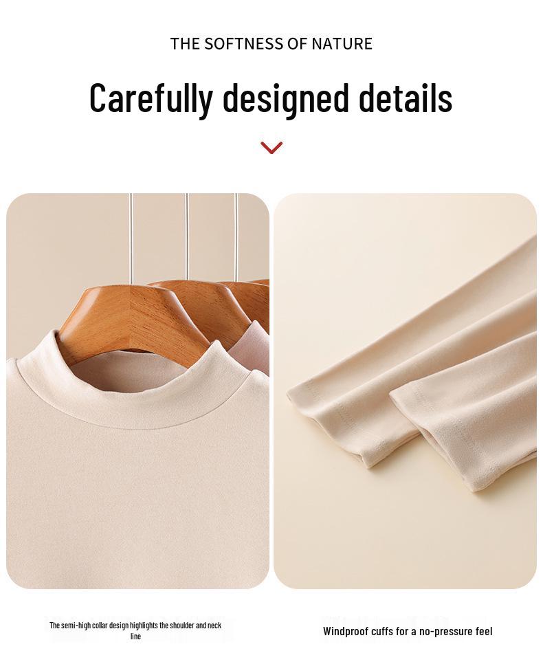 Women's Lyocell Silk Wool Blend Half-Neck Warm Top - Autumn/Winter Style