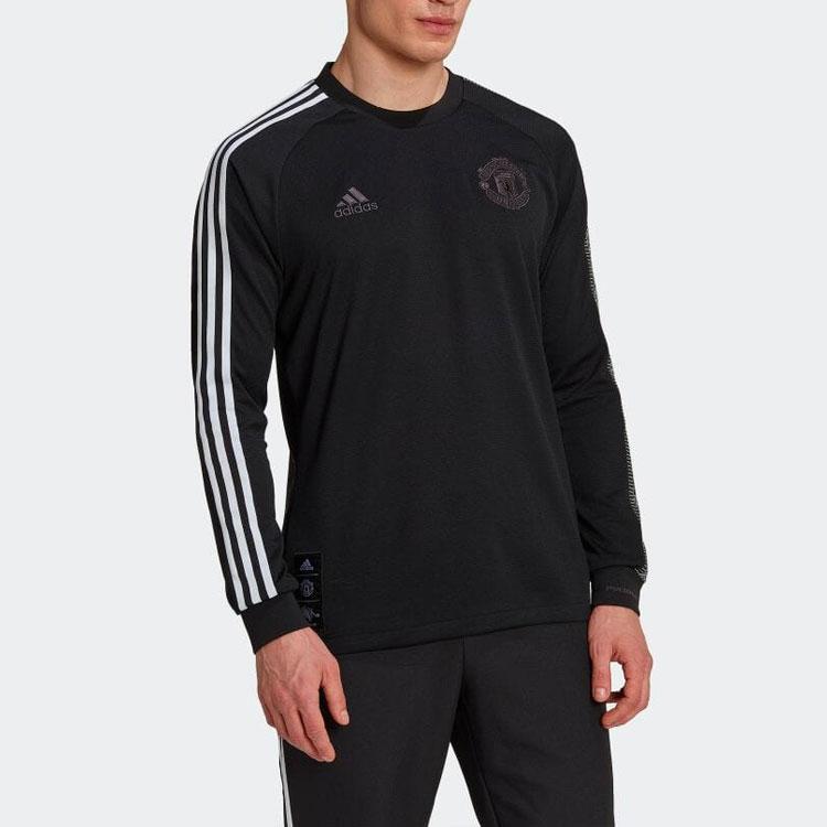 Adidas Striped Round Neck Long Sleeve T-Shirt Men Tops Black HG7747