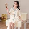 Cute Cartoon Cotton Pajama Set Girls 2026 Short Sleeve Sleepwear Kids 8 Years Lightweight Home Outfit