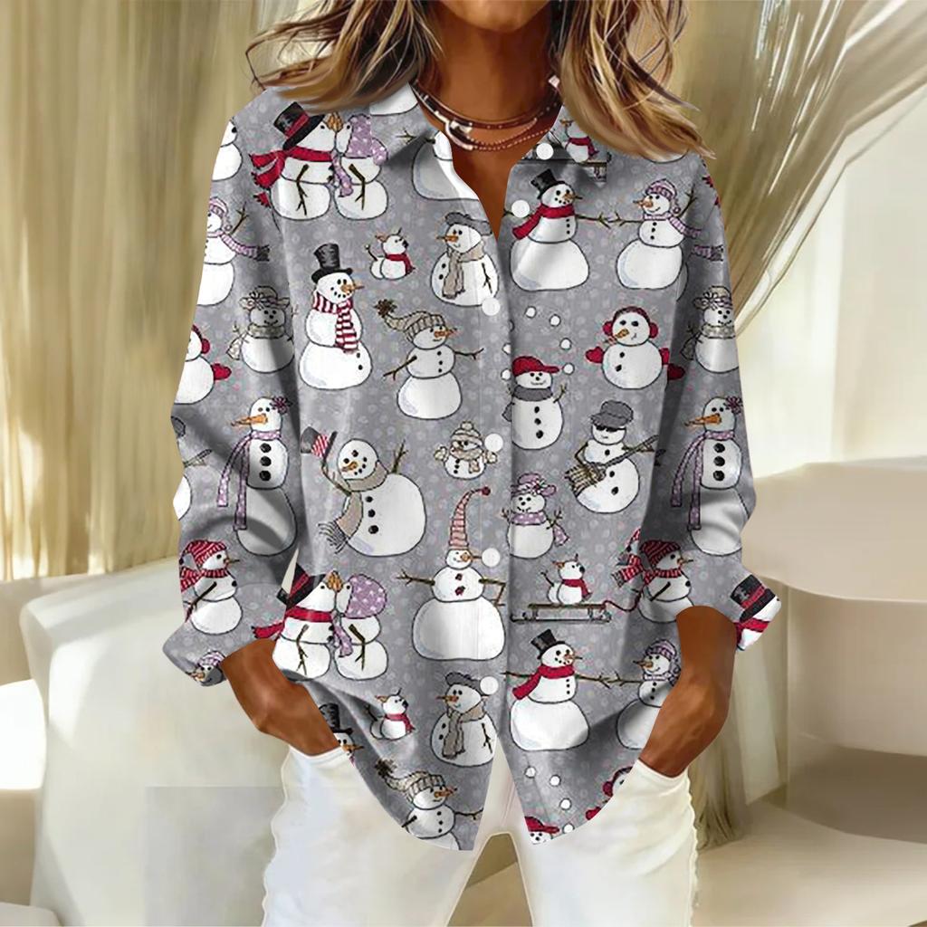 Dameskjorte med blomsterprintknapper, langermet avslappet vanlig skjorte bluser avslappet plussstørrelse basic topper