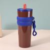 Stainless steel thermos cup gradual change with straw Aurora cup lifting rope Ceramic liner straw cup