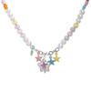 Dopamine Color Beaded Pentagram Star Pendant Necklace Female Personality Versatile Temperament Clavicle Chain Sweet Cool Wind Bracelet