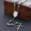 Stainless Steel Cross Rosary Necklace with Virgin Mary Pendant