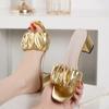 Outside Solid High Heel Slippers for Women 2024 New Hot Sale Summer Fashion Rubber Ladies Shoes Square Heel Pu Women's Slippers