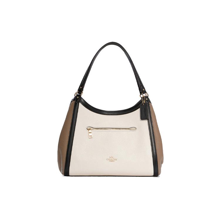

New COACH Kristy Leather Bucket Bag, Shoulder Bag, Crossbody Bag, Handbag Large Women s Khaki & White C6828-IMCAH 31.8*14.7*27.4CM