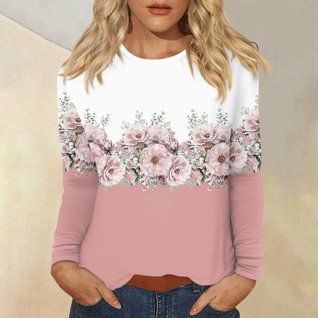 Women's Daily Casual Long-sleeved Printed O-neck Top