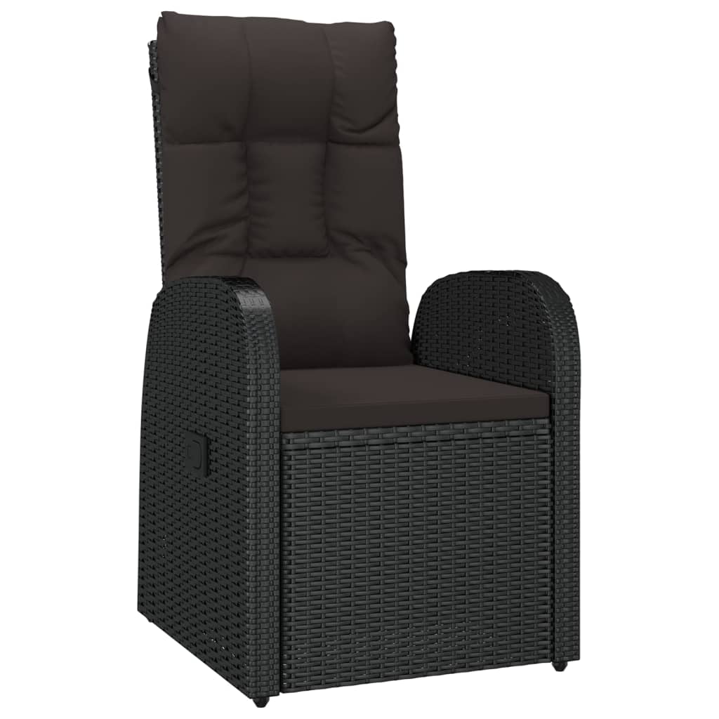 Vidaxl 7-Cz. Garden Furniture Set With Cushions, Black, Poly Rattan