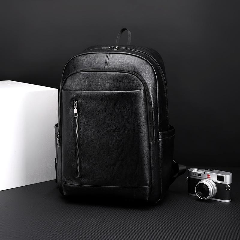 Business PU Backpack Men's Large Capacity Computer Backpack Waterproof Travel Student Schoolbag