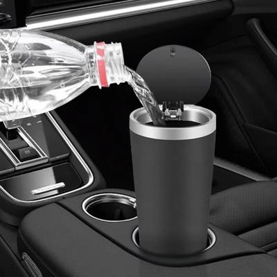 Dustbin Car Trash Can Click Open Cover Cup Shaped Car Garbage Bin Leakproof Compact Desktop Trash Can Car Interior Accessories