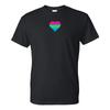 Polysexual Pride Flag Heart - Pride Month LGBTQIA Love Identity T Shirt - Black