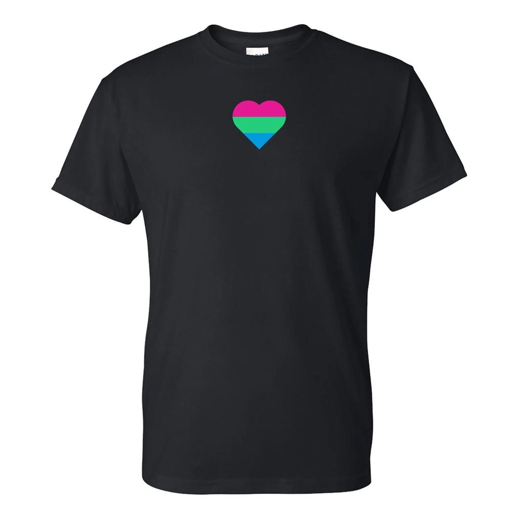 Polysexual Pride Flag Heart - Pride Month LGBTQIA Love Identity T Shirt - Black