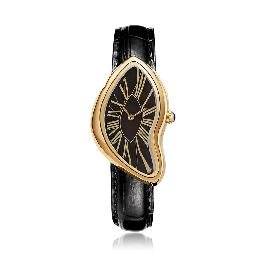New Shape Quartz Men's Watch Y2k Style Twisted Case 2025 Trendy Personalized Niche Design Watch Leather Waterproof Watch Clock