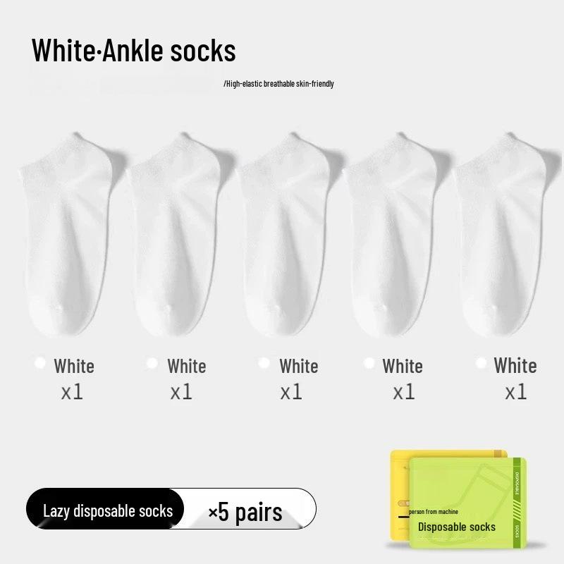 All-Season Mid-Calf Disposable Socks - One Size, Sweat-Absorbing and Travel-Friendly