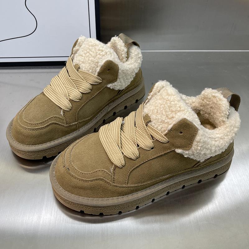 thick-soled snow boots women's new winter thickened non-slip fluffy short boots fur integrated velvet cotton shoes
