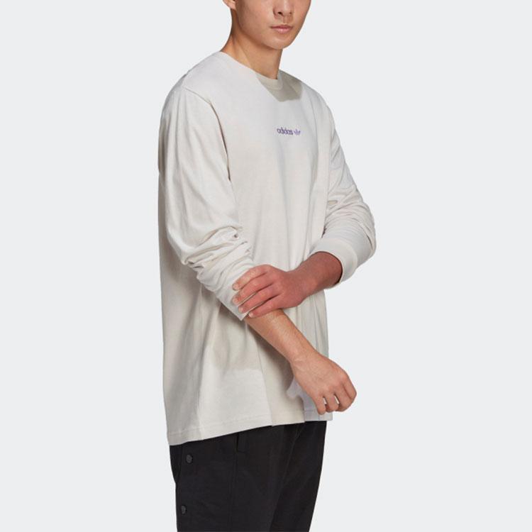 Adidas Originals Trefoil Logo Print Crew Neck Long Sleeve T-Shirt Men Tops Fawn-Brown HN0392