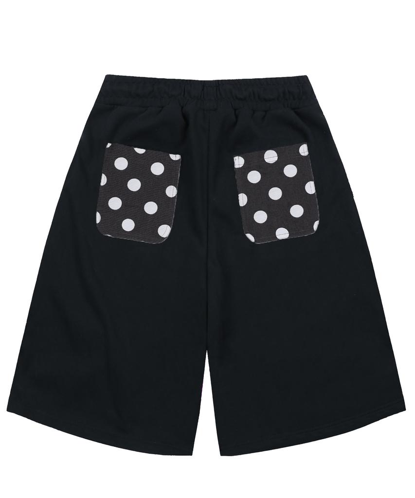 RuNaKi'Hu' Wxp055 Dot Pintuck Sweat Bermuda Pants (Black)