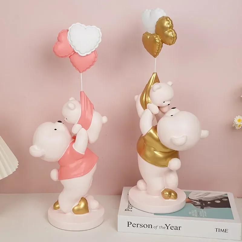 LMHBJY Creative and Violent Bear Porch Decorations Modern Cartoon Living Room Home Desktop Parent-child Bear Resin Craftsmanship