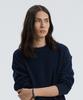 KNITTED Soft Cotton Drop Shoulder Waffle Knit Navy
