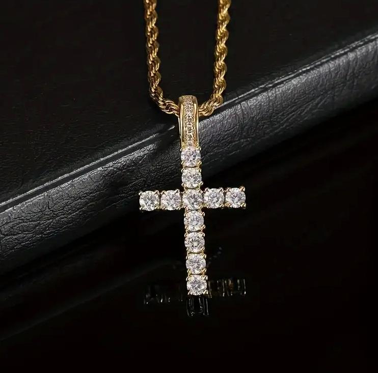 American Cross Twist Chain, Men's Simple Jewelry, Casual Hip-hop Necklace Pendant.