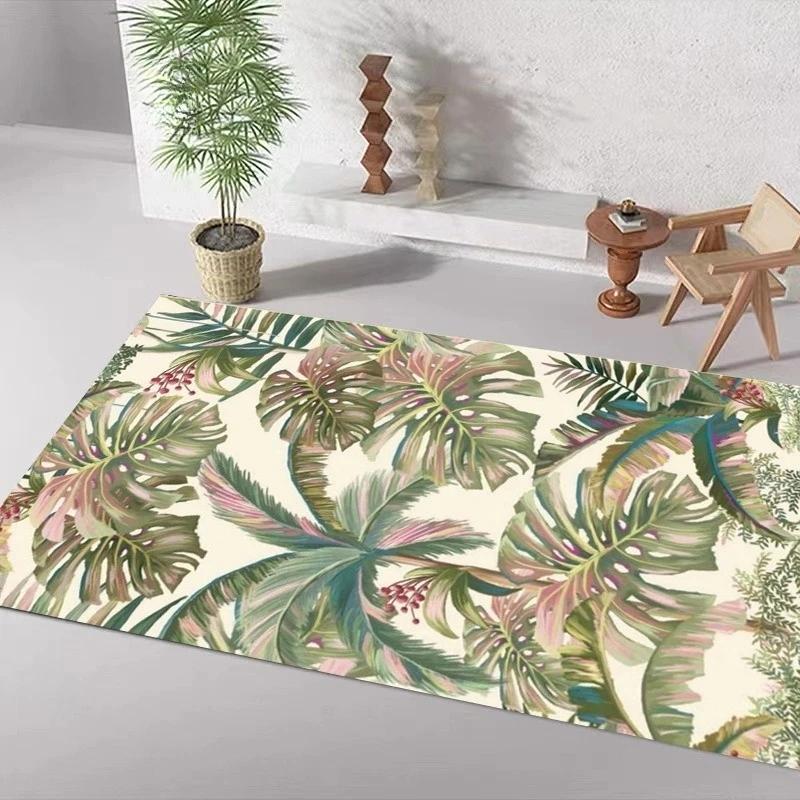 Green Leaf Pattern Tropical Carpet Entrance Bathroom Floor Mats Nordic Kitchen Rugs Anti-slip Mat for Bathroom Door Mats Decor