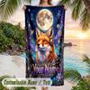 Moonlit Forest Whispers Theme Quick Dry Beach Towel Custom Name Text Print Large Sand Resistant Towel Beach Vacation