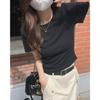 Special Offer, Cotton Elastane Slim-fit Shoulder Short-sleeved T-shirt Women's Summer Short Tight High-waisted American Spice Girl Top