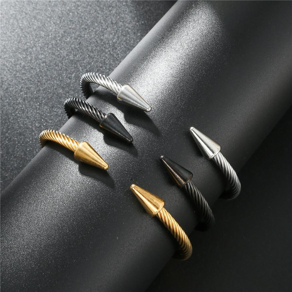 Punk Style Open Cuff Bracelet With Titanium Steel Nails For Men Women Gift