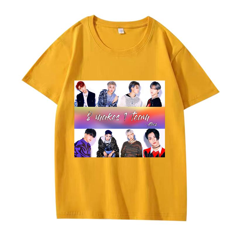KPOP ATEEZ 8 Makes 1 Team TShirt Unisex Women Oversized 100 Cotton Hot Sale Short Sleeve Summer Fashion Unisex Plus Size Tops