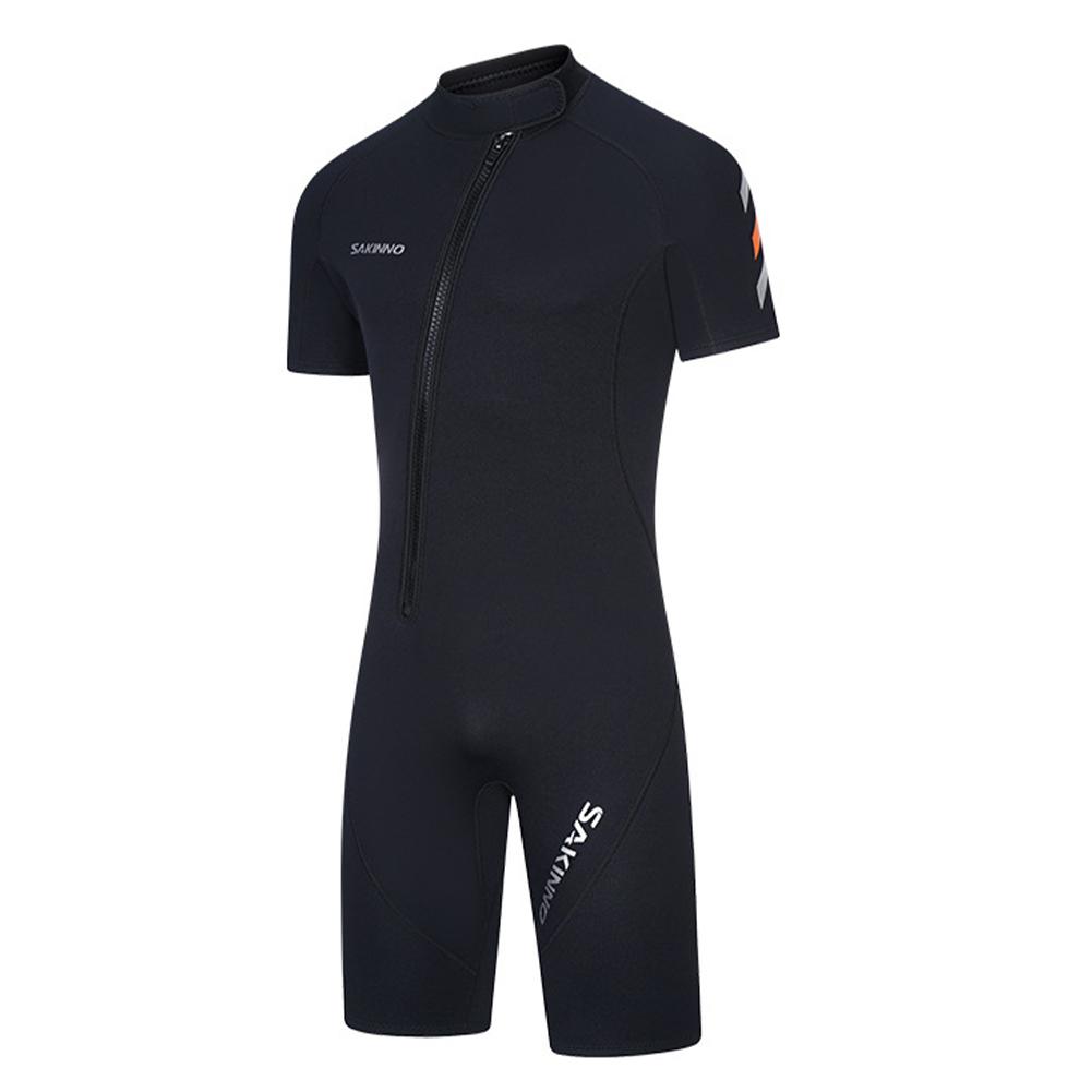 

Men Short Sleeved Jumpsuit with Front Zipper Thermal Diving Suit Diving Rompsuit One Piece Swimsuit for Surfing Snorkeling L чорний