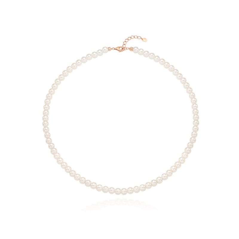 Tirr Lirr Standard Pearl Bead 6mm Silver Pink Necklace TNSSVP13927M