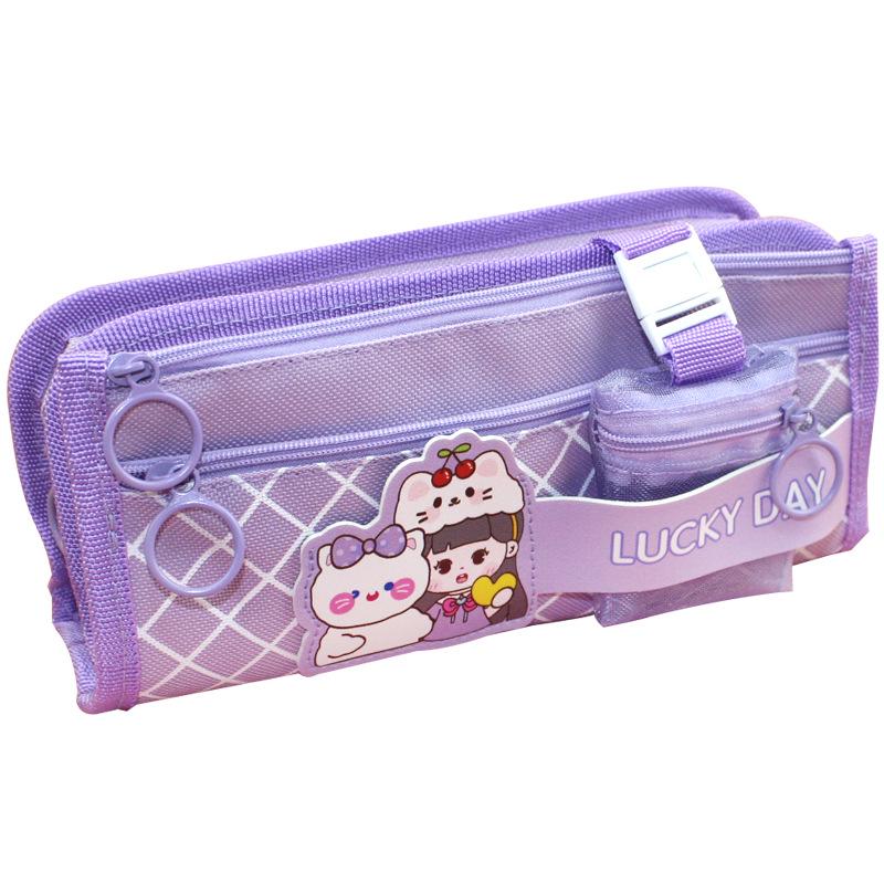 High-Capacity Cute Milky Pencil Case for Girls - Multifunctional Stationery Bag for Students