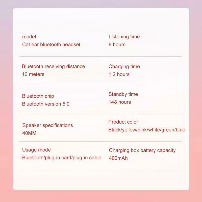 Wireless Bluetooth 9D HIFI Cute LED Cat Ear Noise Cancelling Headphones Foldable Stereo Headset Gaming Headset