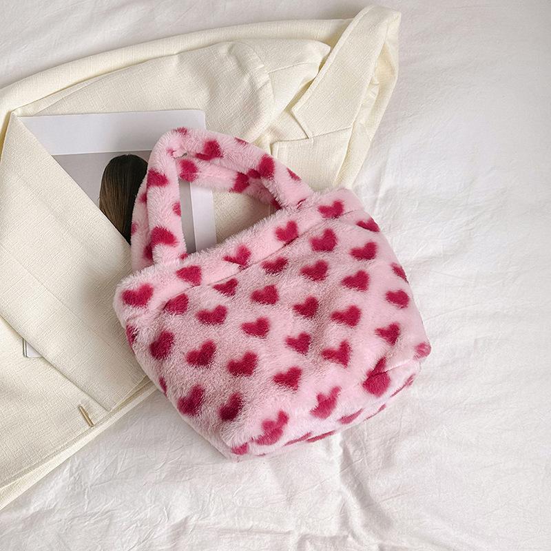 

Плюшевая сумка женская 2025 корейская версия весна новая мода Мао Мао сумка-тоут женская зарубежный стиль маленькая свежая девушка сумка на плечо розовый