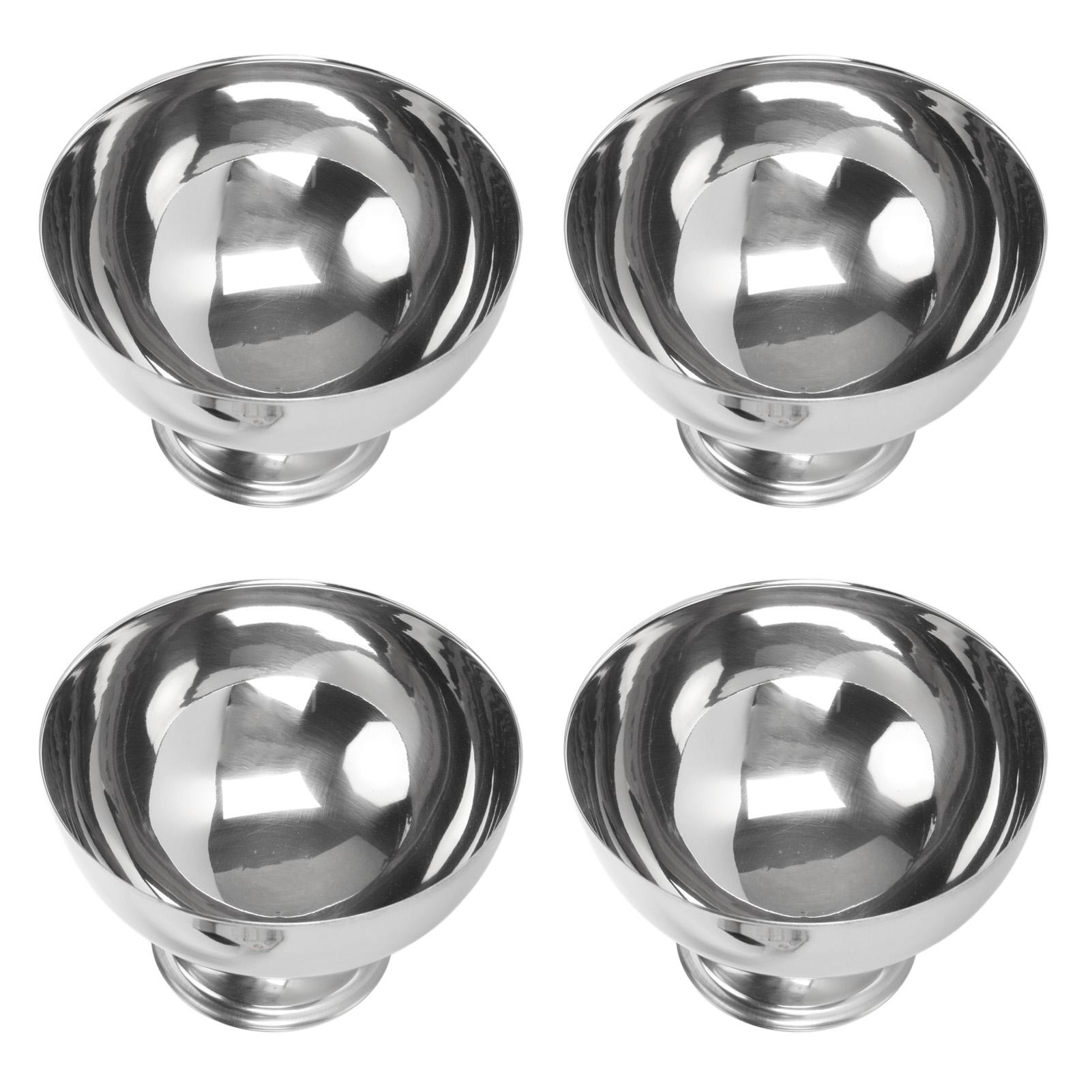 

4 шт. Десертные миски из нержавеющей стали Многофункциональные Ударопрочные Не ржавеющие Чашки для мороженого с вилками для отелей